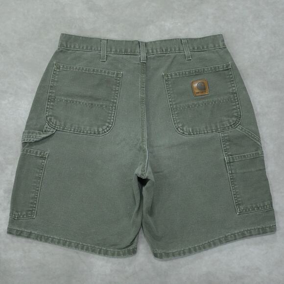 Vintage Y2K Carhartt B25 MOS Moss Green Carpenter Shorts 33x8.15 - Picture 1 of 13